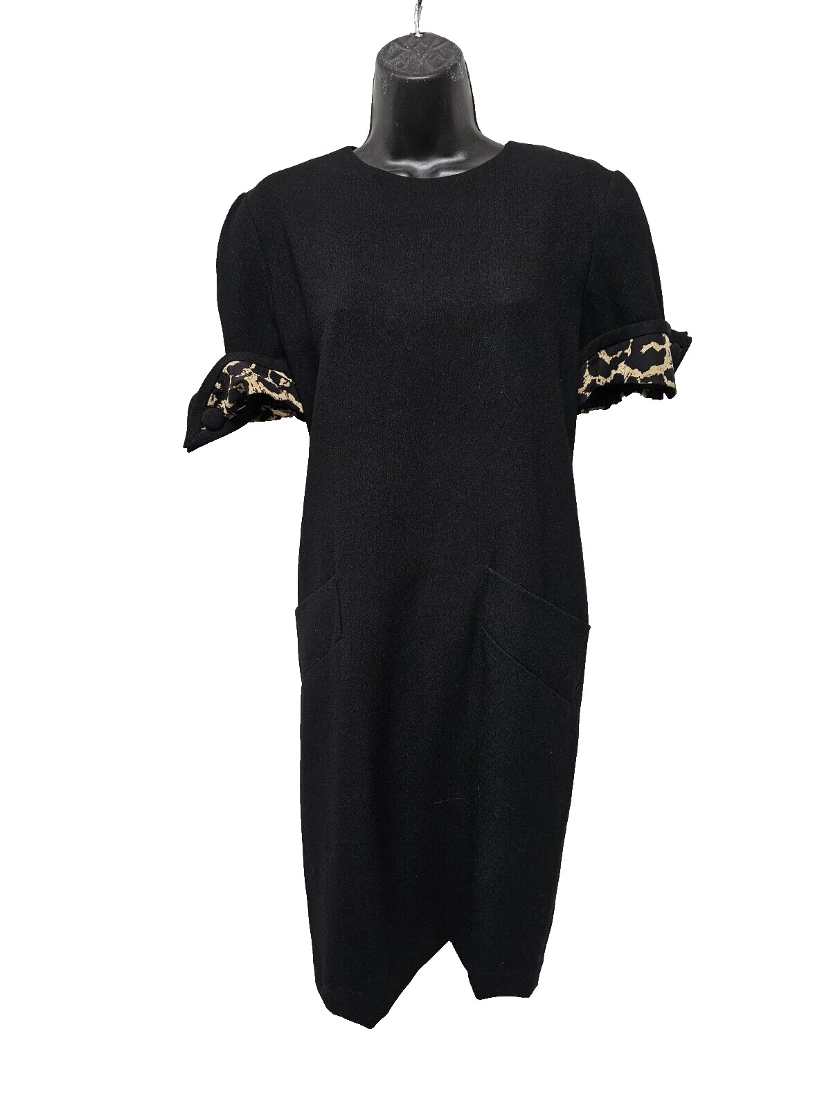 Bill Blass Dress Black Short Sleeve Size 6 – Elegent Black Dress Designer Dress
