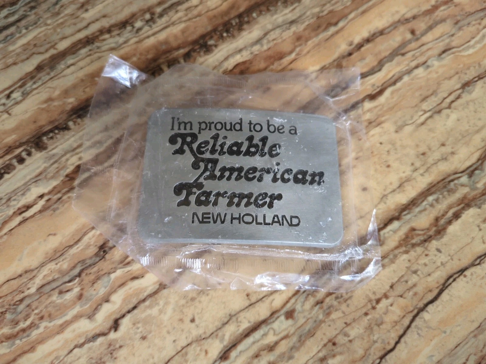 New Holland I’m Proud to be a Reliable American Farmer Belt Buckle Sealed NOS