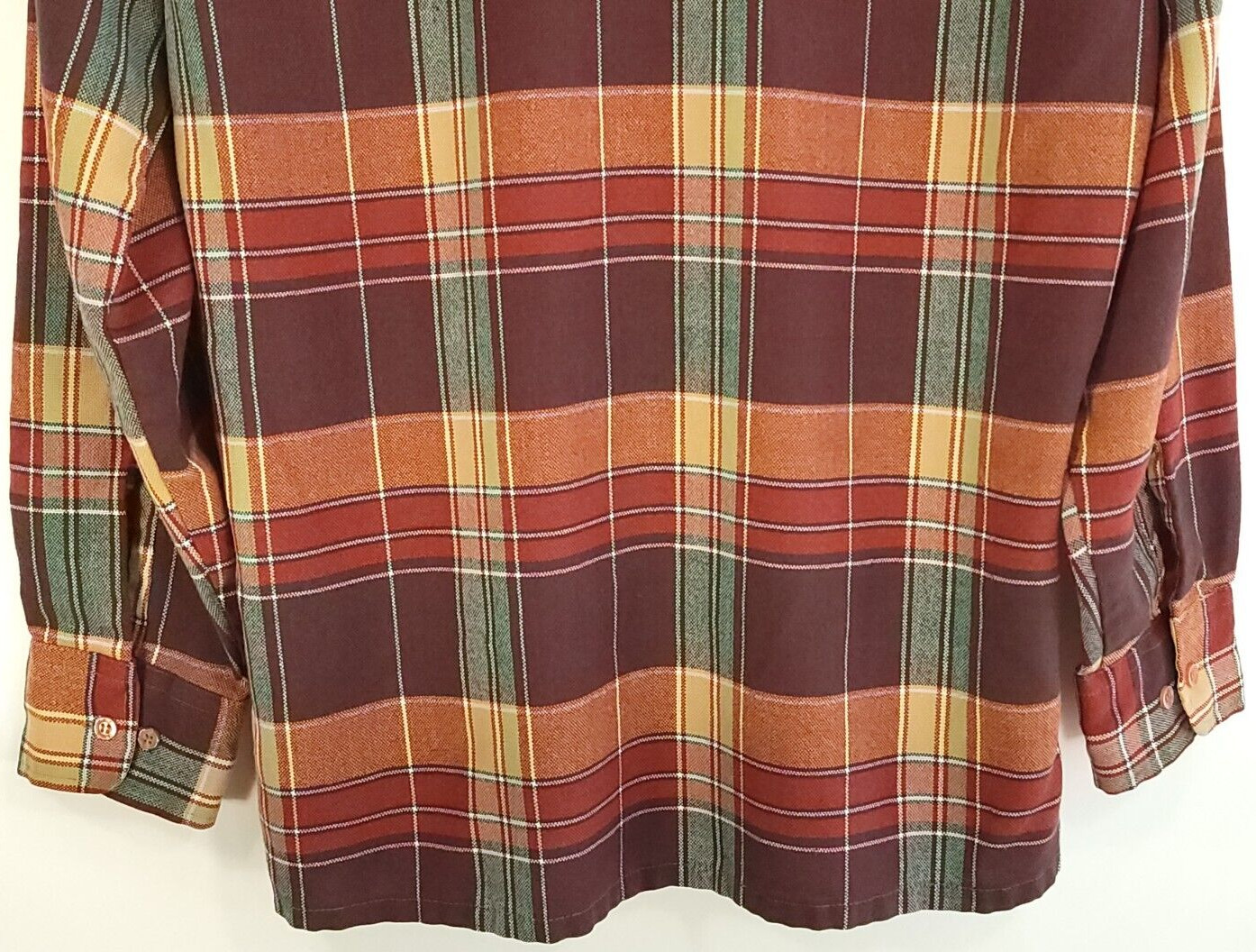 Vtg Back Packer Flannel Shirt Men’s Med Brown Tan Orange Plaid Workwear Grunge