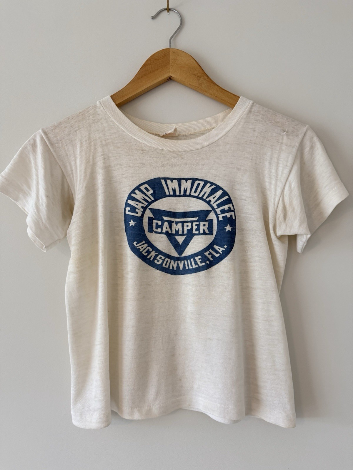 Vintage 40s 50s Champion RM Camp Immokalee Jacksonville FL T Shirt Scout Camper