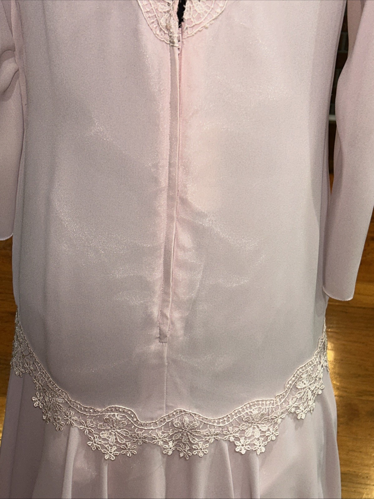 Vintage Sylvia Ann ILGWU Pink Chiffon Drop Waist Party MOB Dress Medium READ