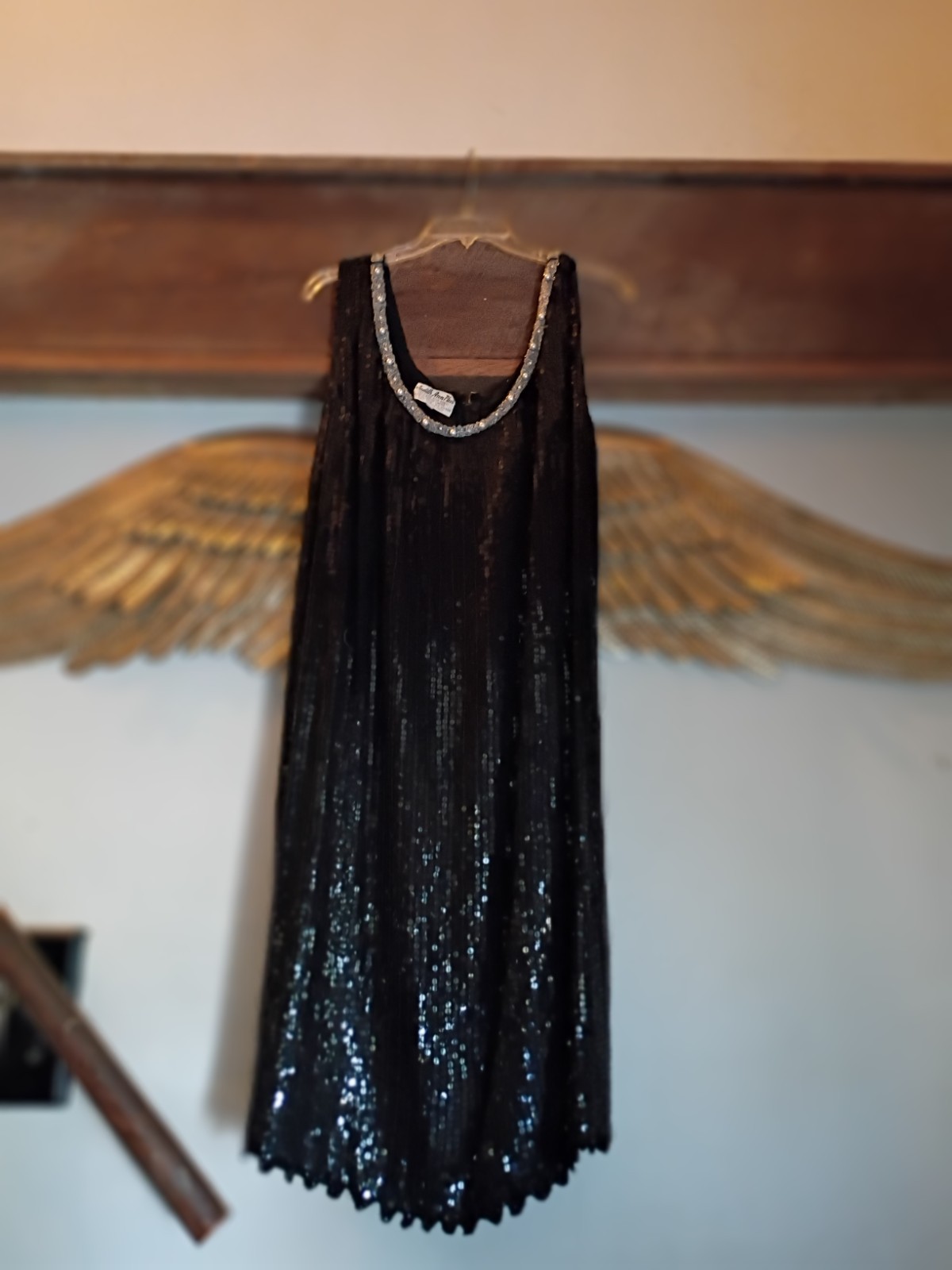 vintage Judith Ann Plus size Dress, black embellished vintage and grea condition