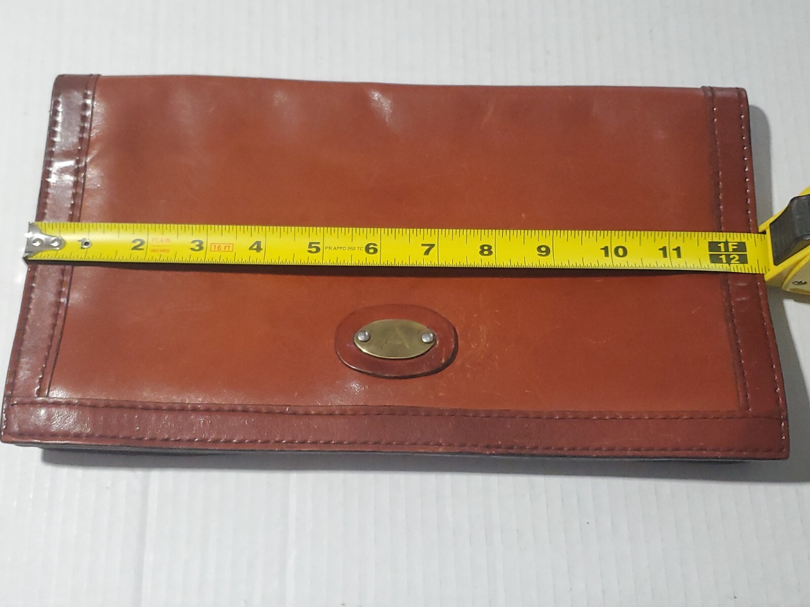 Vintage Alfie’s Hand Made Brown Leather Clutch 7″ x 12″ Italy Snap Closure