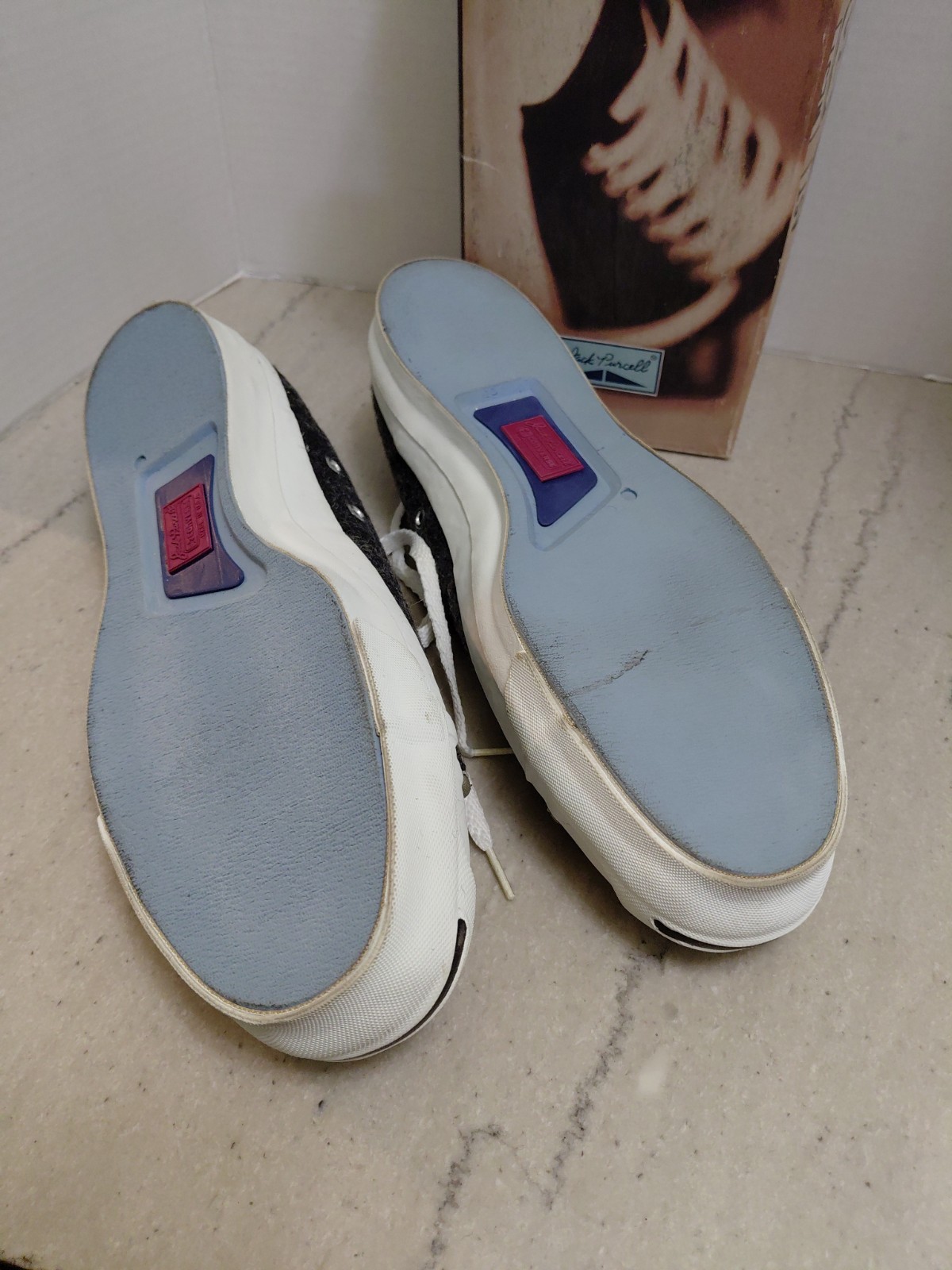 Vintage Converse Jack Purcell Low Grey Wool Uppers Tennis Shoes Sz 11 w/Box Nice