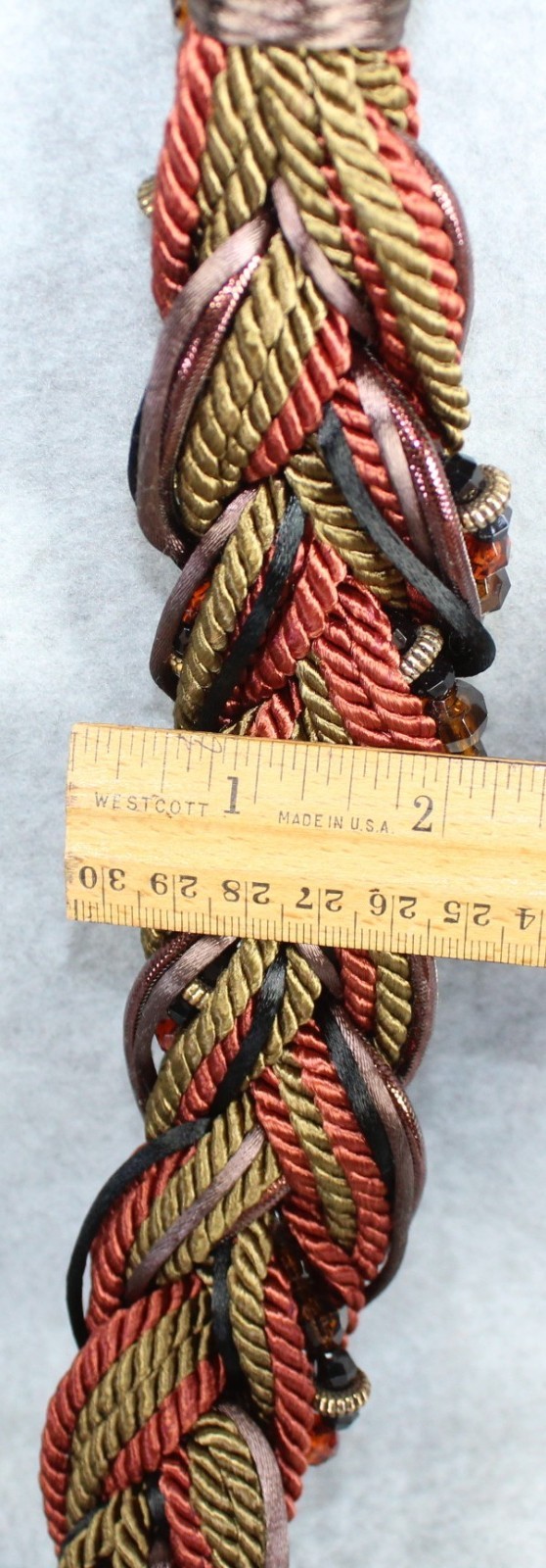 Carolyn Tanner Design Belt Brown Beads NOS Rope Braid Small fabric knots