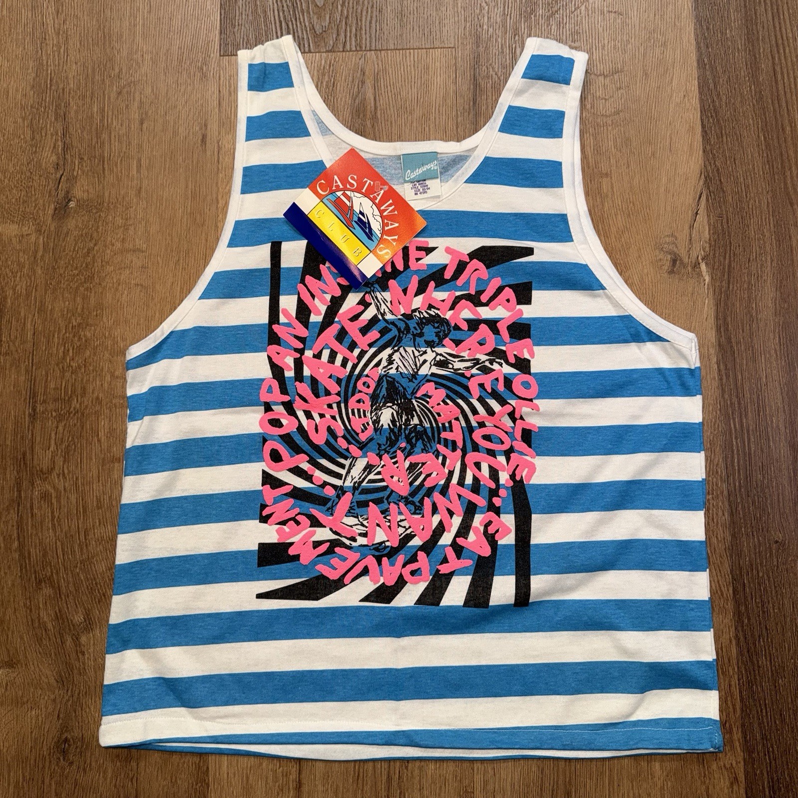 Vtg 80s 90s Castaways Tank Top Shirt Mens Medium Neon Jams Skate Skateboard NOS