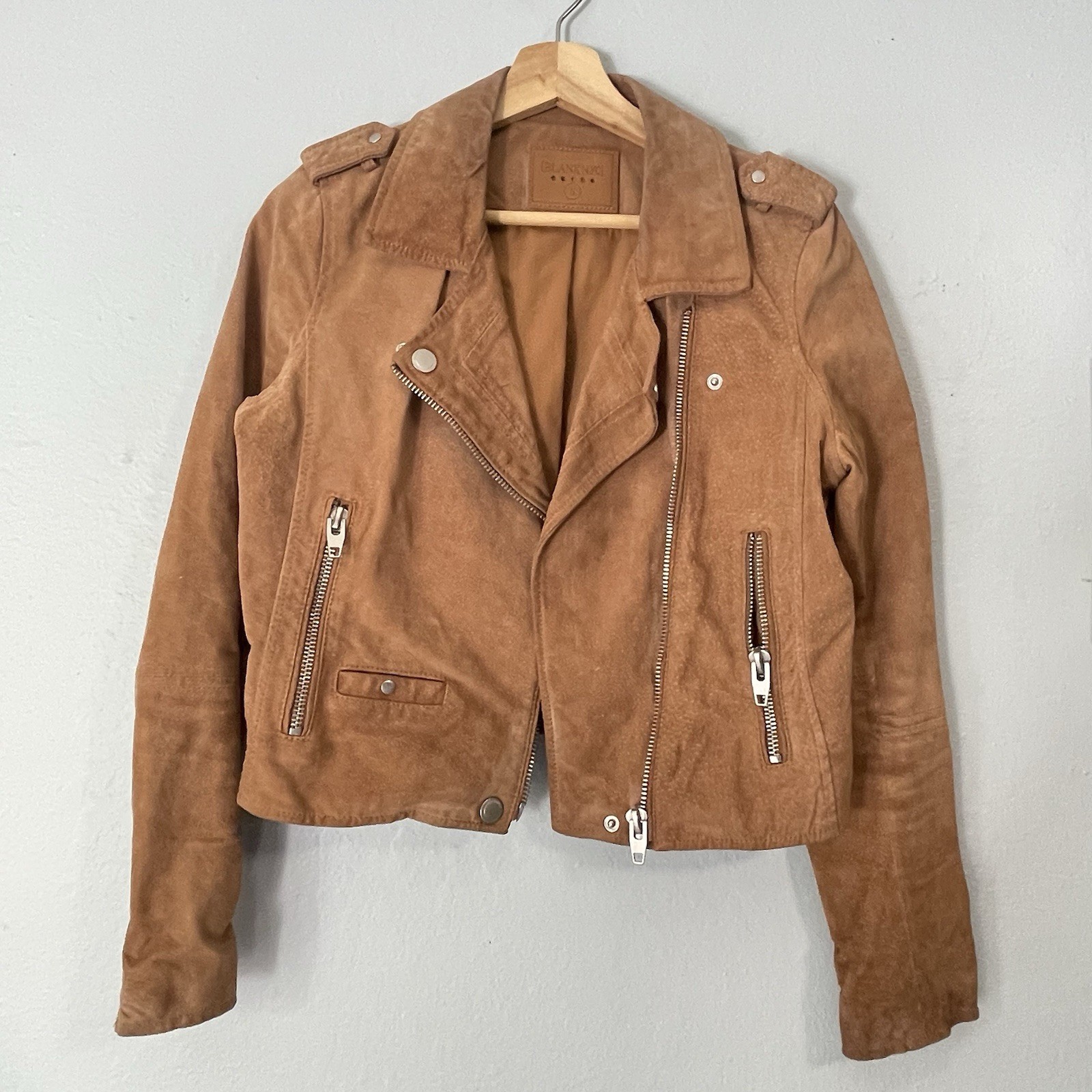 BLANK NYC Coffee Bean Brown Suede Leather Moto Jacket Women’s Small