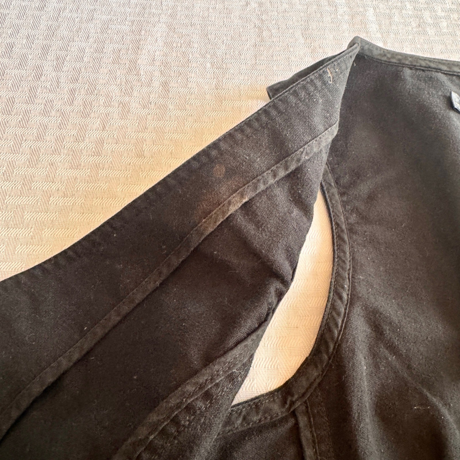 Old Navy Vintage Y2K Black Cotton Tailored Waistcoat Vest Cinch Back Medium 2006