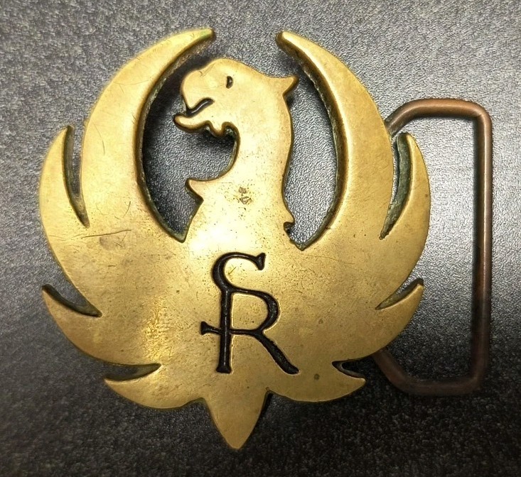 STURM RUGER SR FIREARMS CUT OUT LOGO SOLID BRASS BUCKLE GREAT 1970s