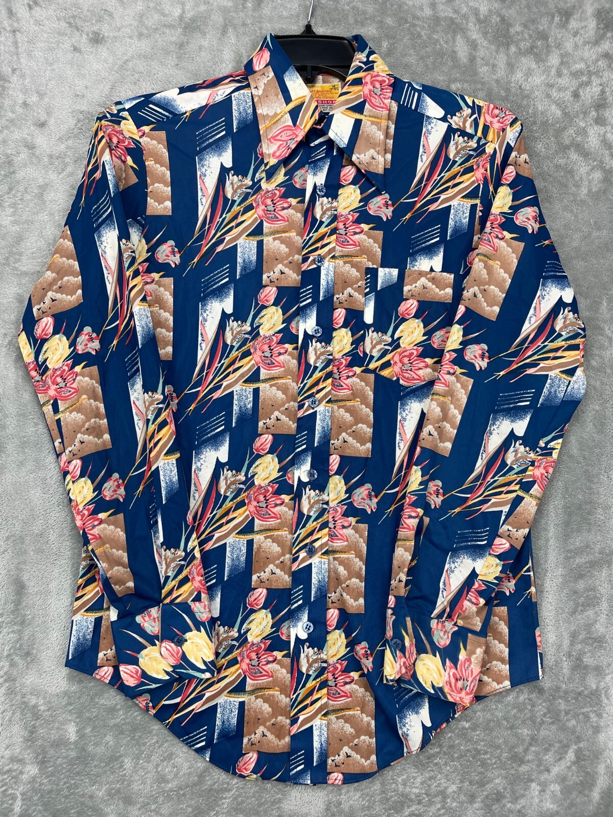 VTG Zayre Matt Andrews Menshop Shirt 70’s Disco Floral Long Sleeve Size Medium