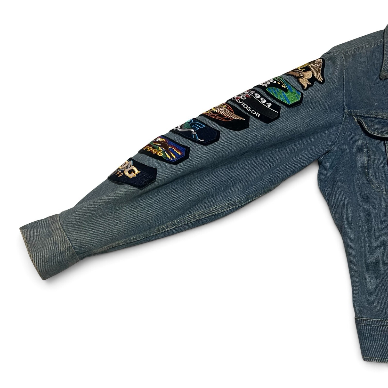 Vintage USA Lee Harley Davidson HOG Patch Denim Jacket 1987-2001 10 Year L