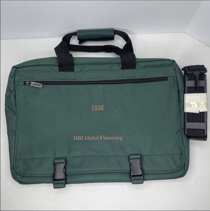 Vintage RARE IBM Air-Tex Canvas Shoulder Messenger Laptop Computer Bag 90s Green