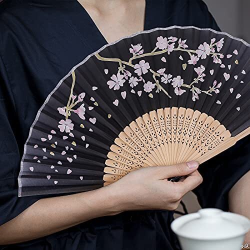 Paquete de 4 abanicos plegables de bambú para mujeres y niñas