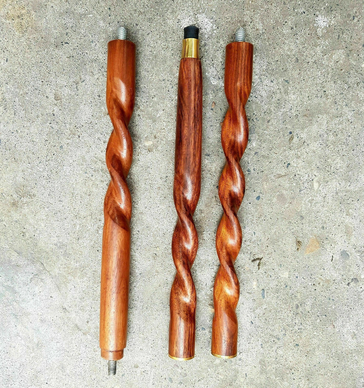 3 Fold Vintage Brass Wood Walking Stick Only For Cane Handle Only wooden shaft