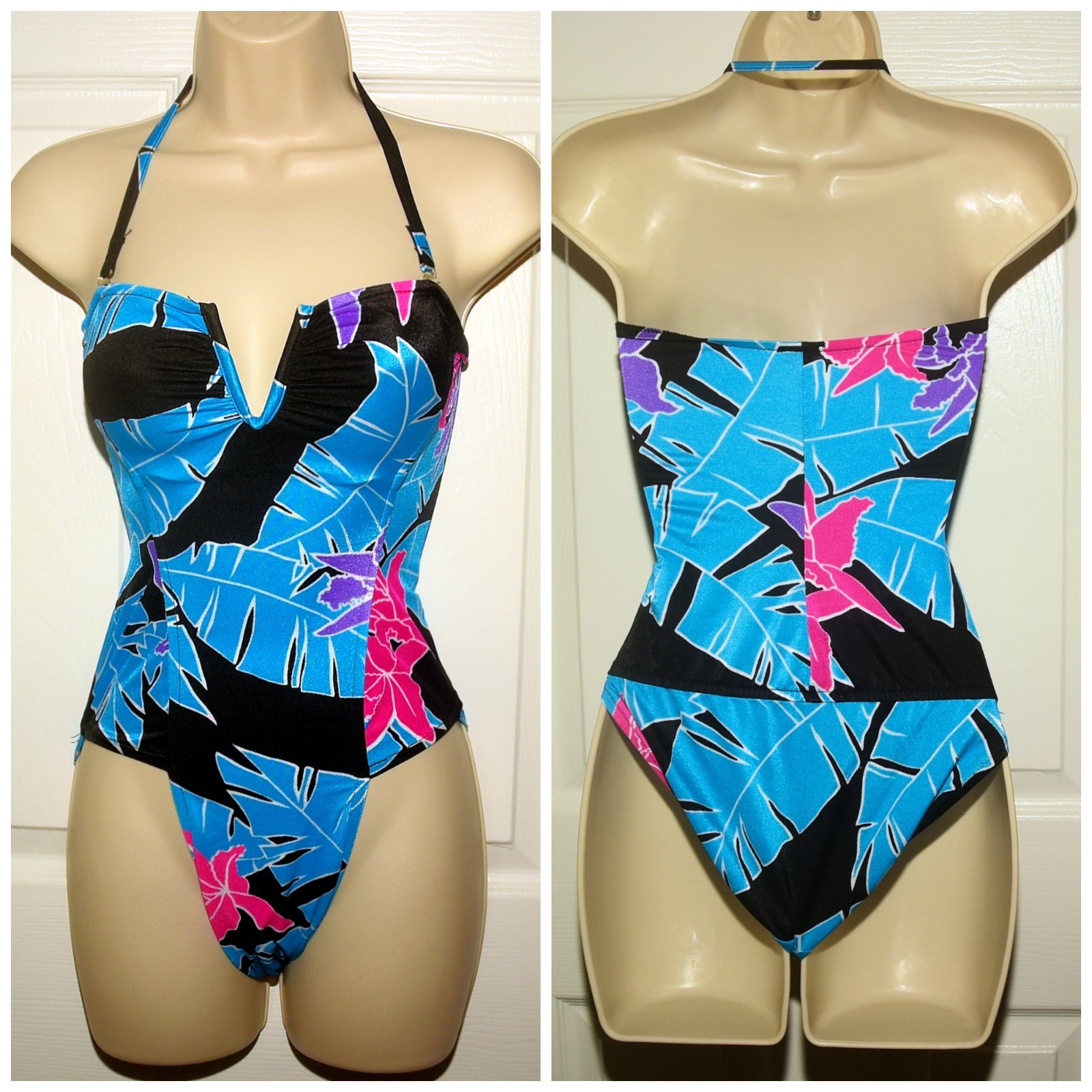 VTG 80’s 1-Piece MOD Floral Leaf Swimsuit Avon Fashions XXS Deadstock w/Liner