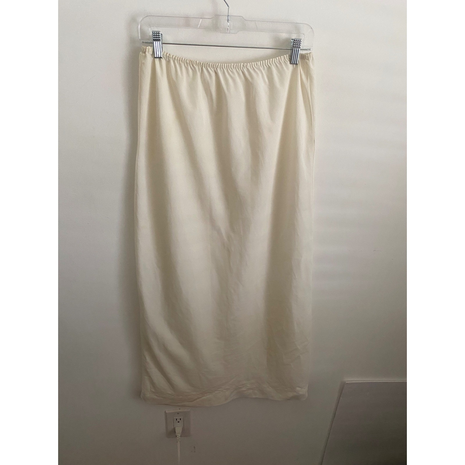 Gilda Vintage Ivory Cream Half Slip Midi Skirt Scalloped Hem Lingerie Large