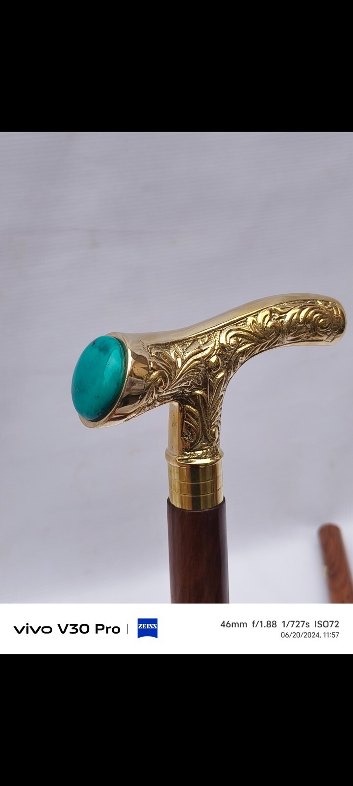 36 to 37″ INCH Approx Victorian Brass Designer Handle Walking brown Stick Cane