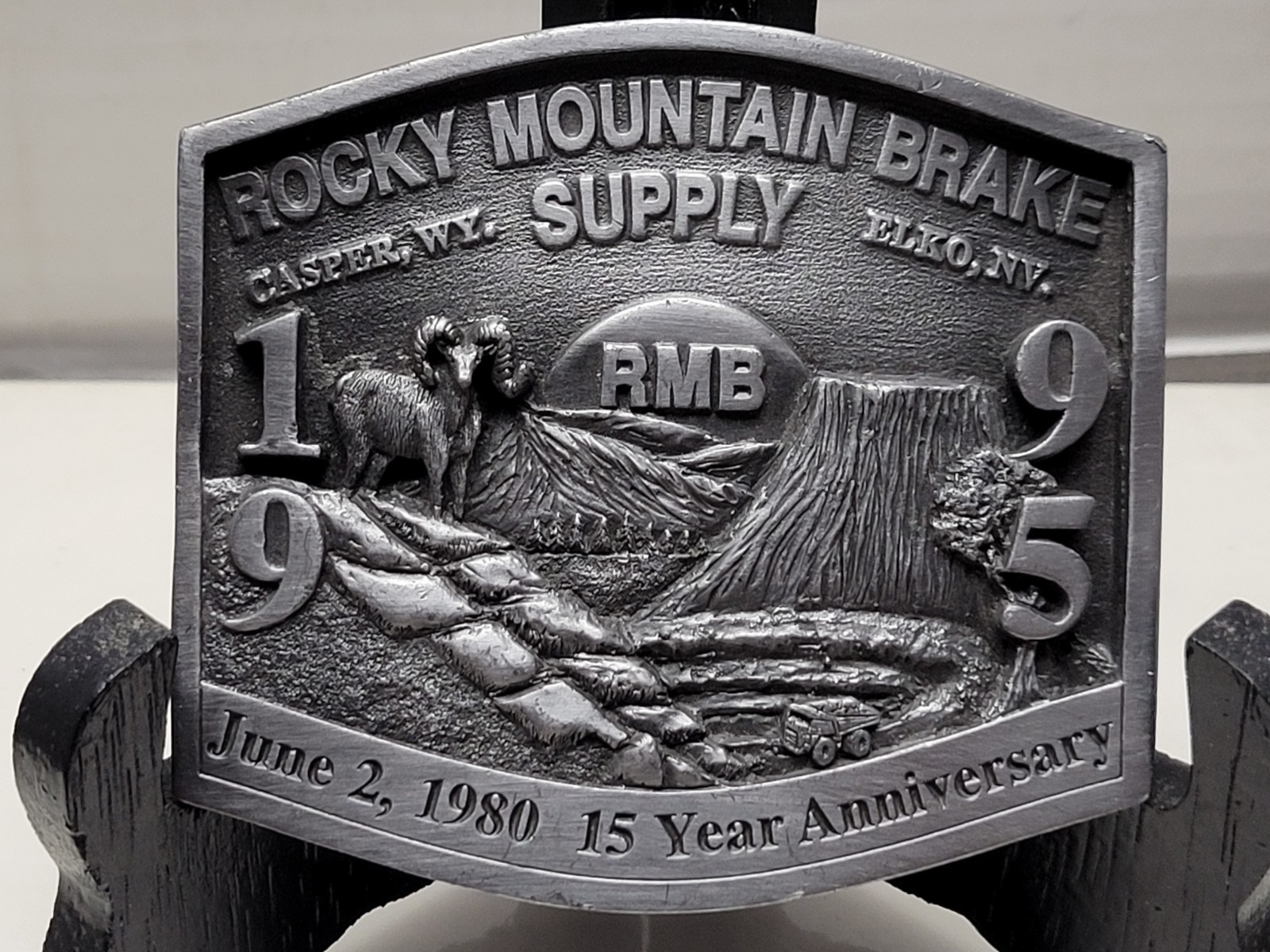 Rocky Mountain Brake Supply 1995 Pewter Belt Buckle Casper WY Elko NV Siskiyou