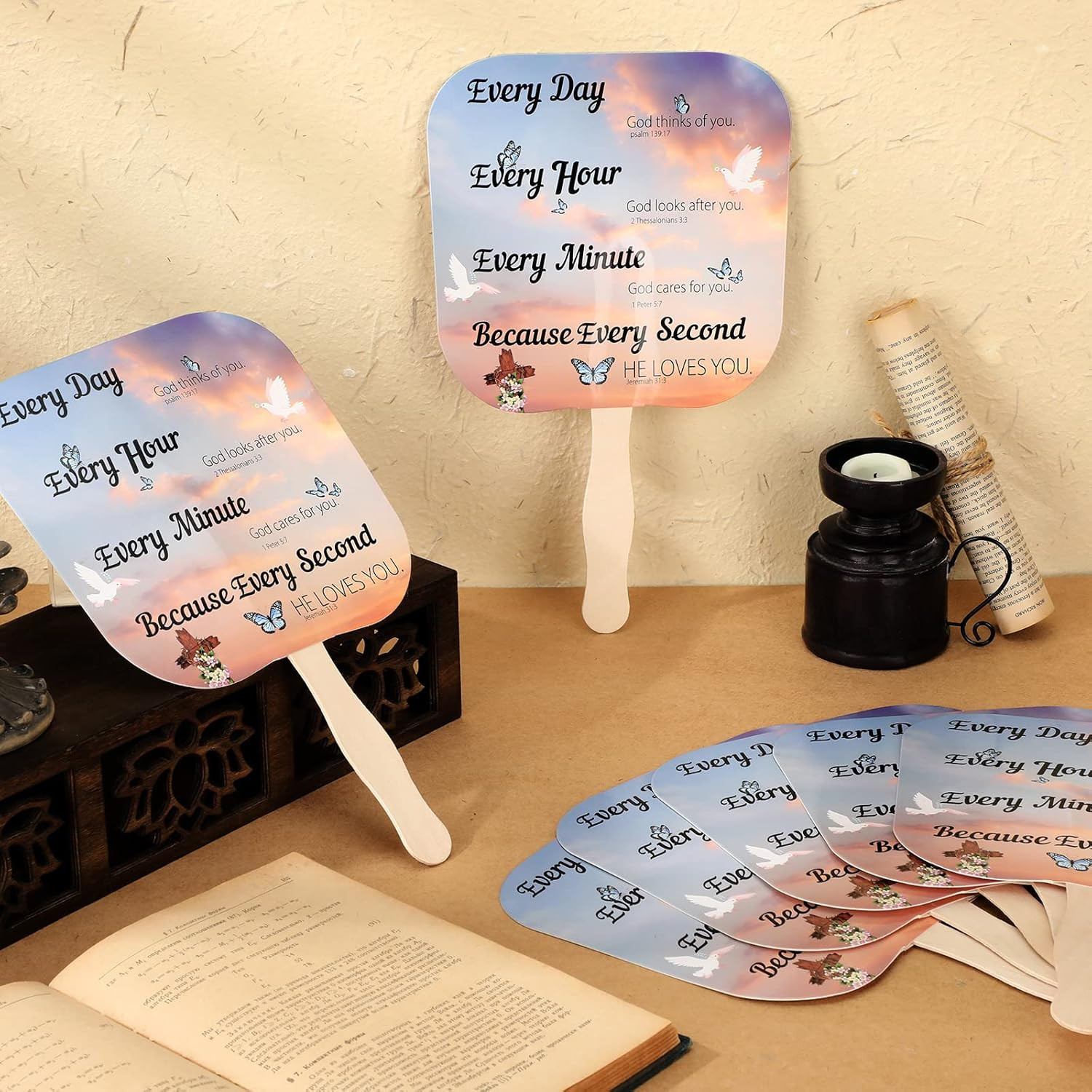 50 Pcs Christian Fans Bulk Religious Church Handheld Fans the Lord’S