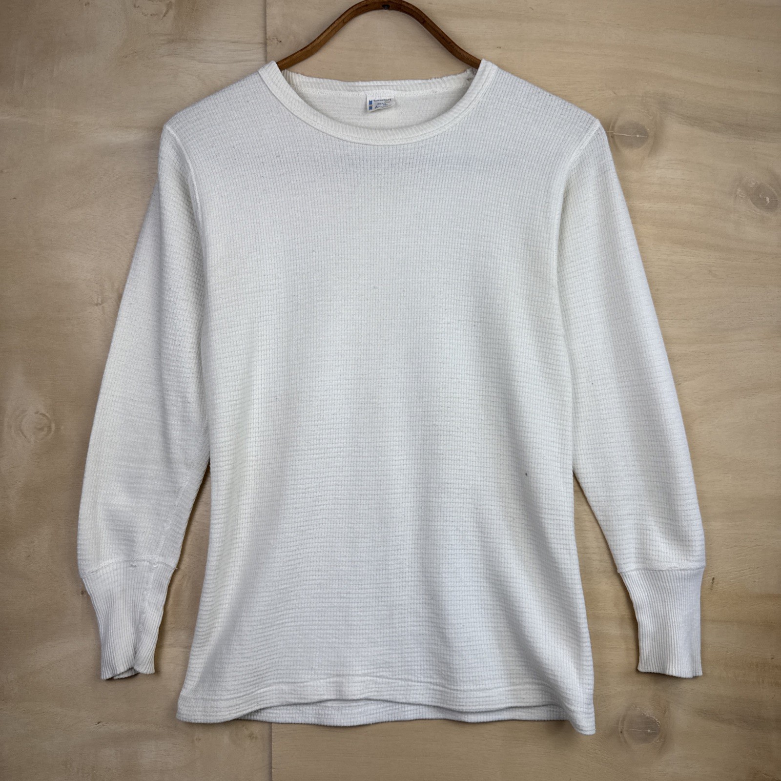 Vintage 60s Towncraft Plus Penneys Waffle Knit Thermal Long Sleeve Shirt Sz S