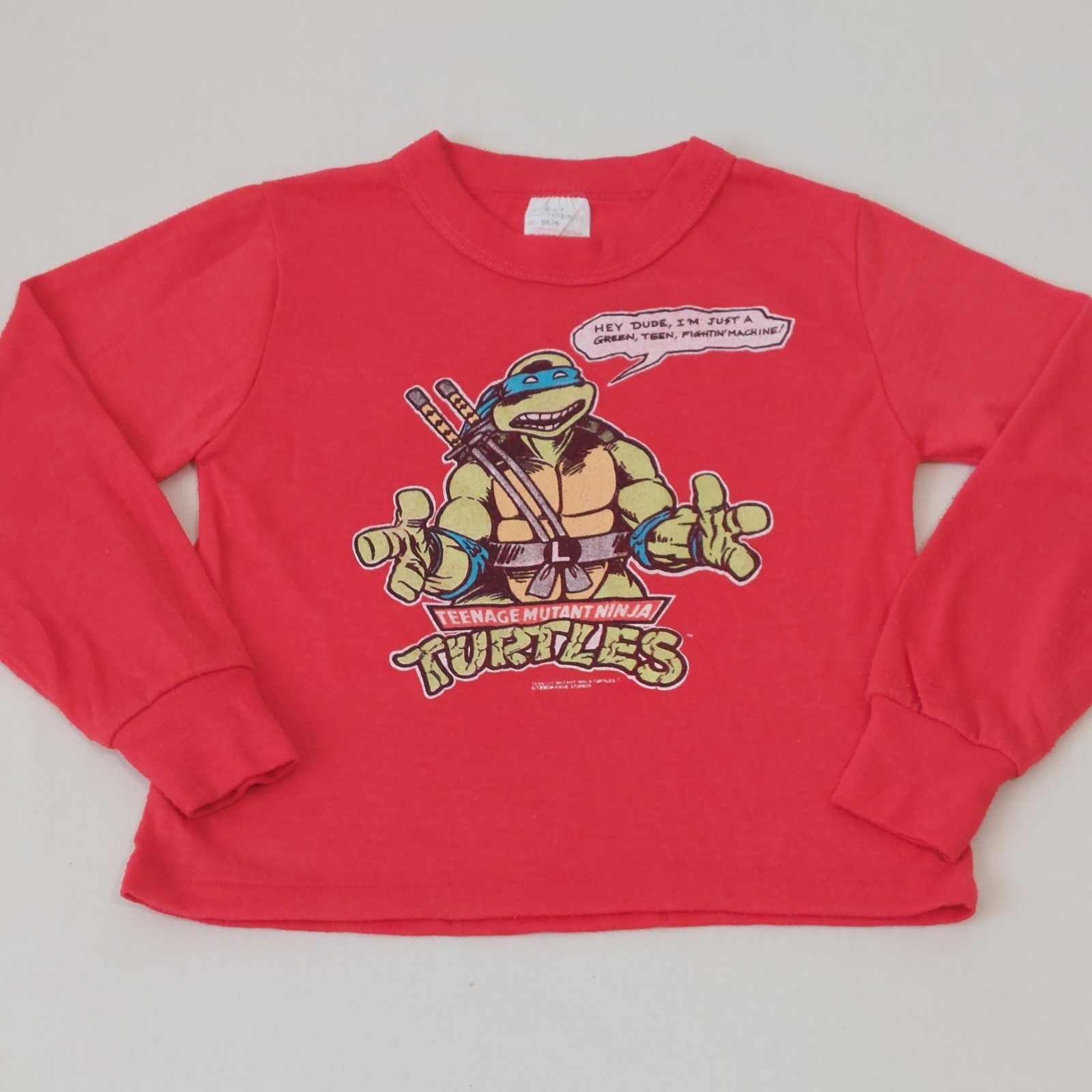 Vintage 1990 TMNT Ninja Turtles Youth Shirt 6-7 Rare Graphic Red Longsleeve