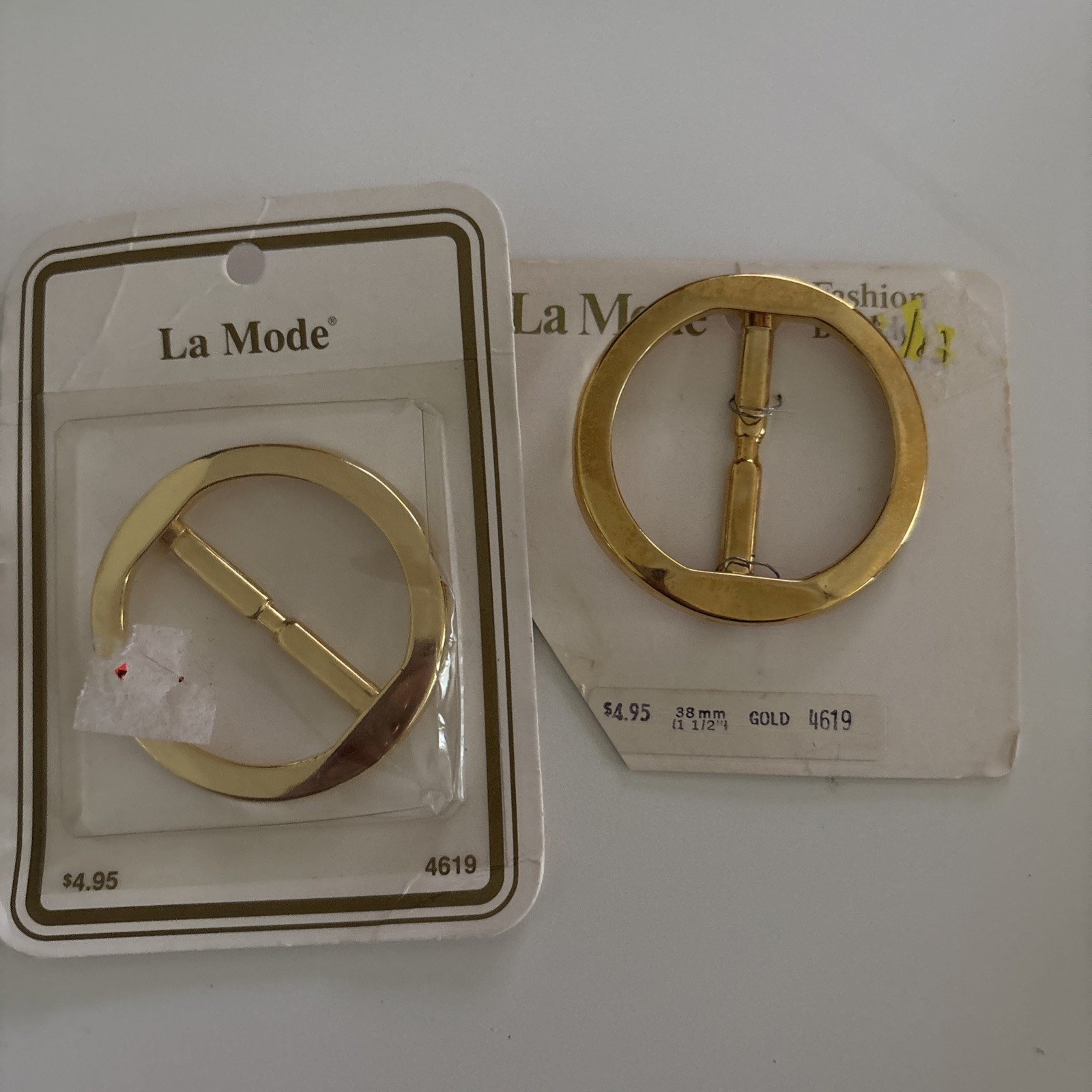 2 Vintage La Mode Buckle – Gold #4619 1 1/2” 38mm NEW OLD Stock