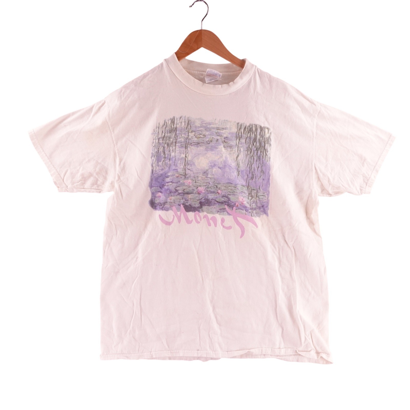 Vintage Hanes Beefy-T Claude Monet Water Lilies Art T-Shirt Pink Mens XL