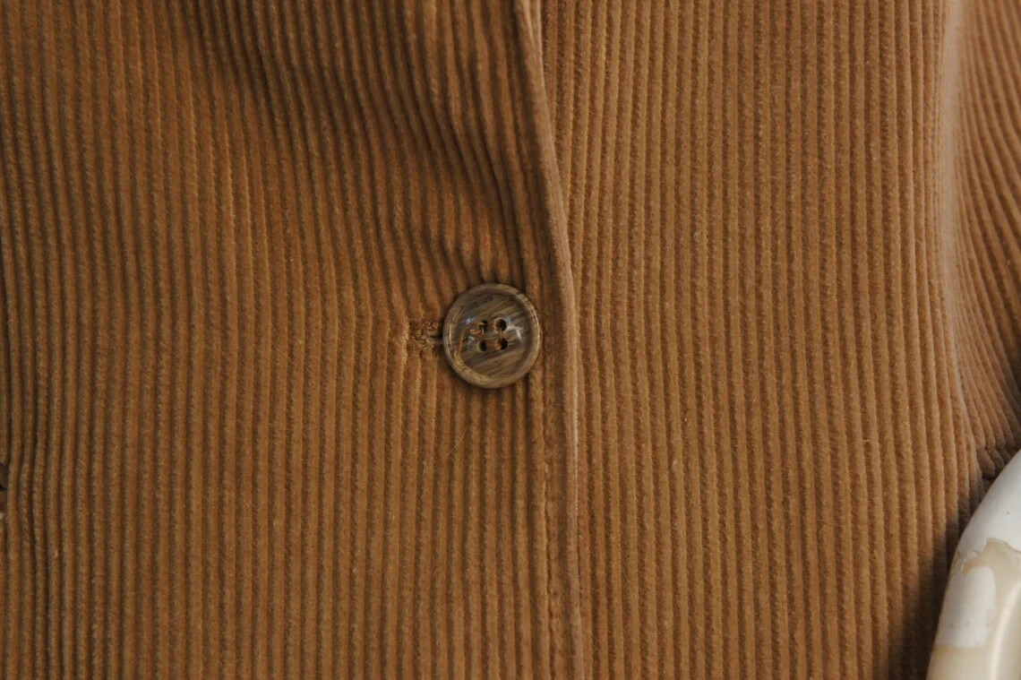 Vintage 70s Beige Corduroy Blazer Jacket By Casa Lana Uruguay/Retro