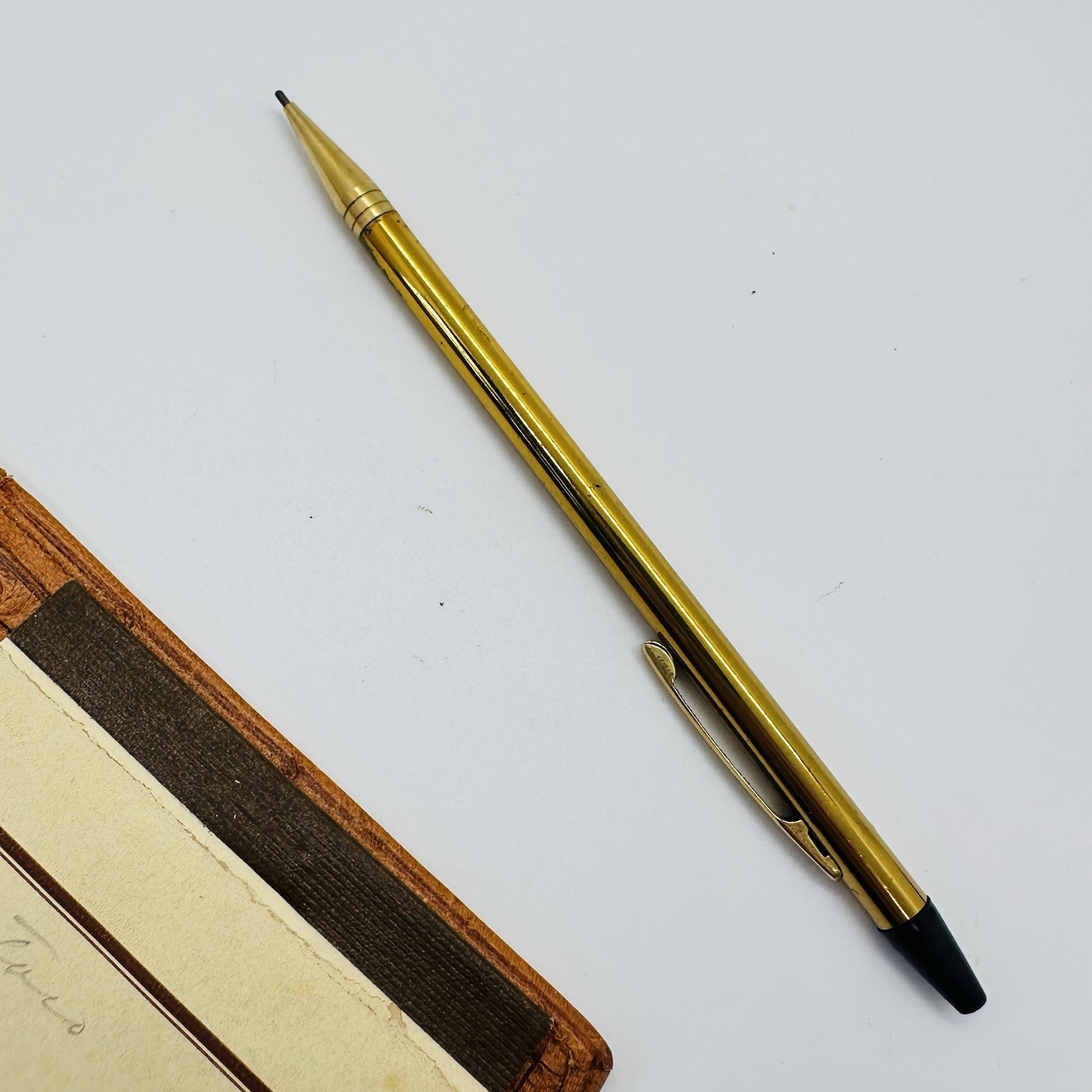 VTG 1950s Organizing Wallet Ostrich Leather With Mechanical Pencil Notepad