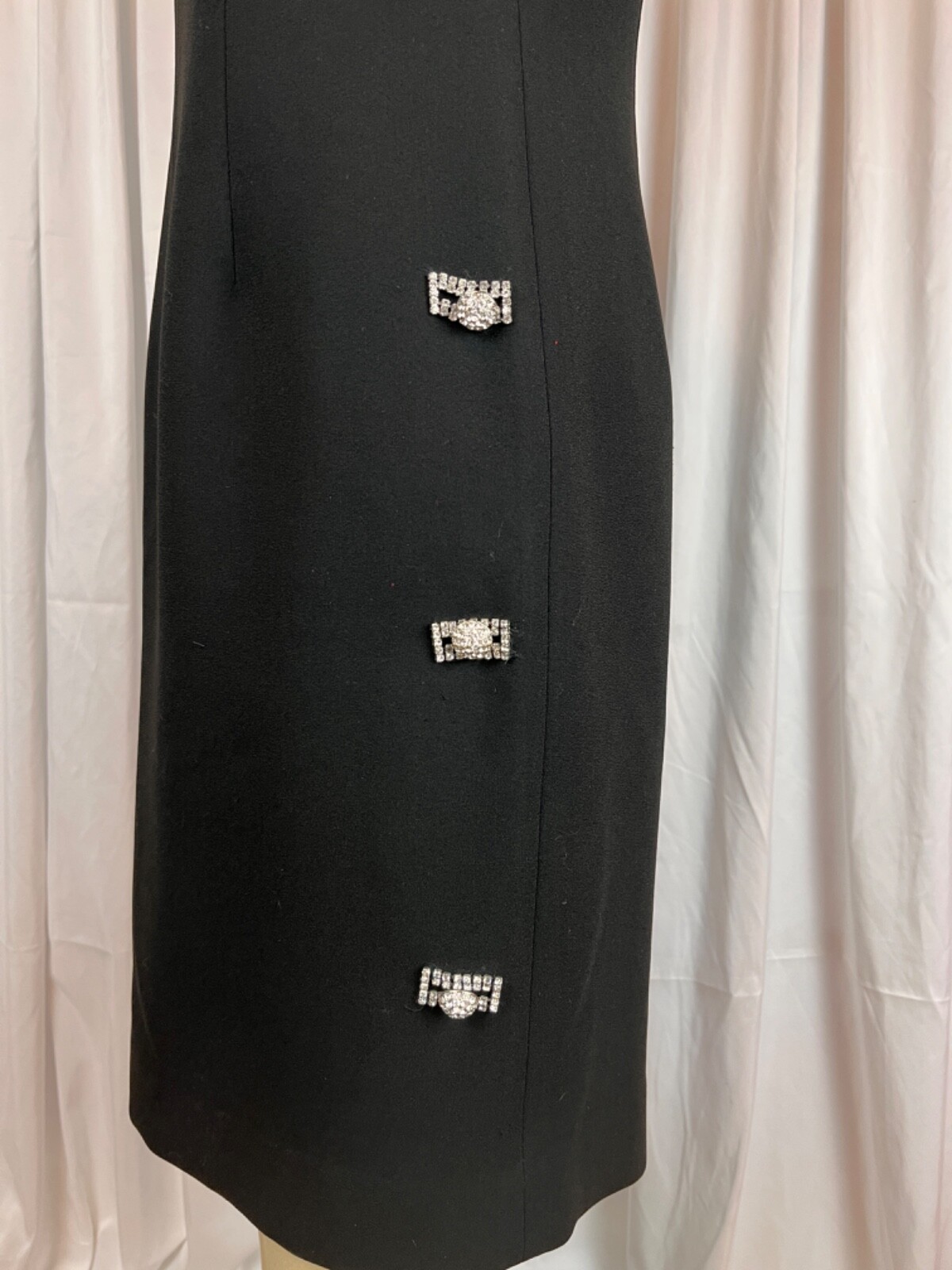 Teri Jon Ricki Freeman 90s Black Mandarin Collar Sleeveless Midi Sheath SZ 10