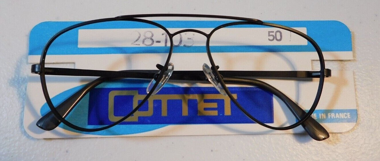 Vintage COTTET 28-103 Black 50 Aviator Eyeglass Frame New Old Stock #H3
