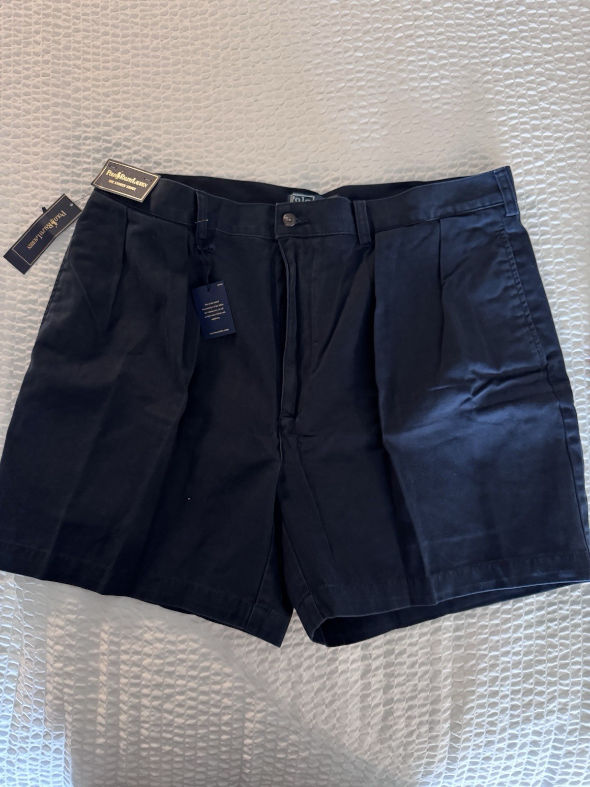 Polo Ralph Lauren Andrew Short Navy Blue Double Pleated Shorts Mens 40 VTG NWT