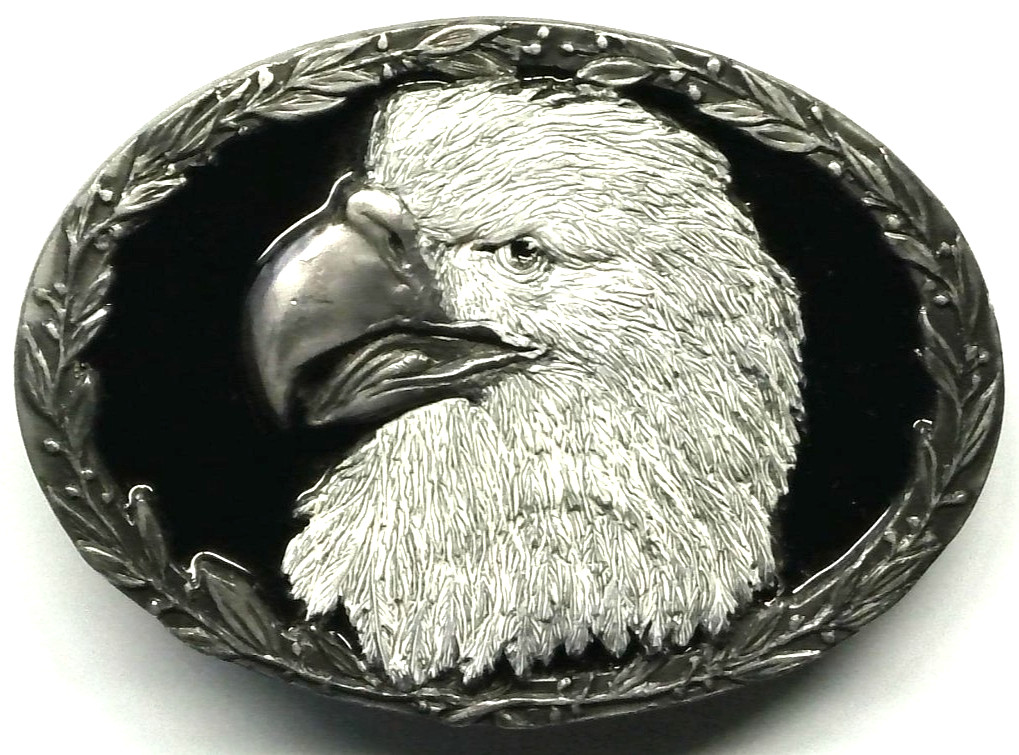 American Bald Eagle Patriotic Belt Buckle Vintage Buckles of America 3 3/4″w