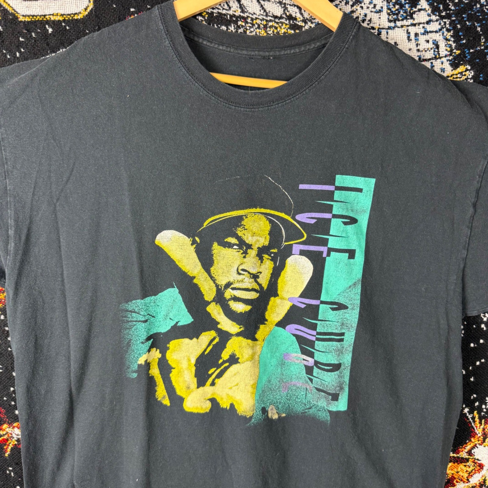 Vintage Ice Cube Graphic T-Shirt Black Rap Tee Hip Hop Streetwear Single Stitch