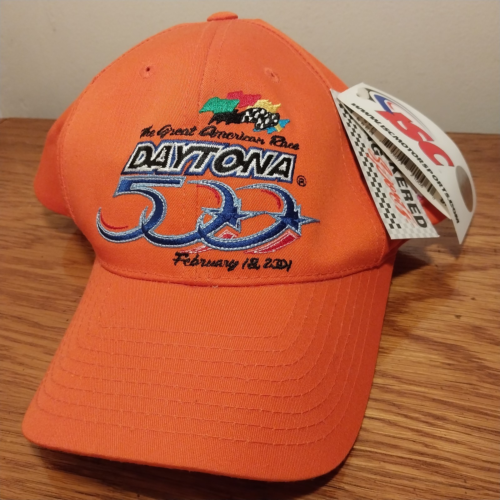 =NEW= Vintage 2001 NASCAR Daytona 500 ISC Motorsports Orange Snapback Hat Cap