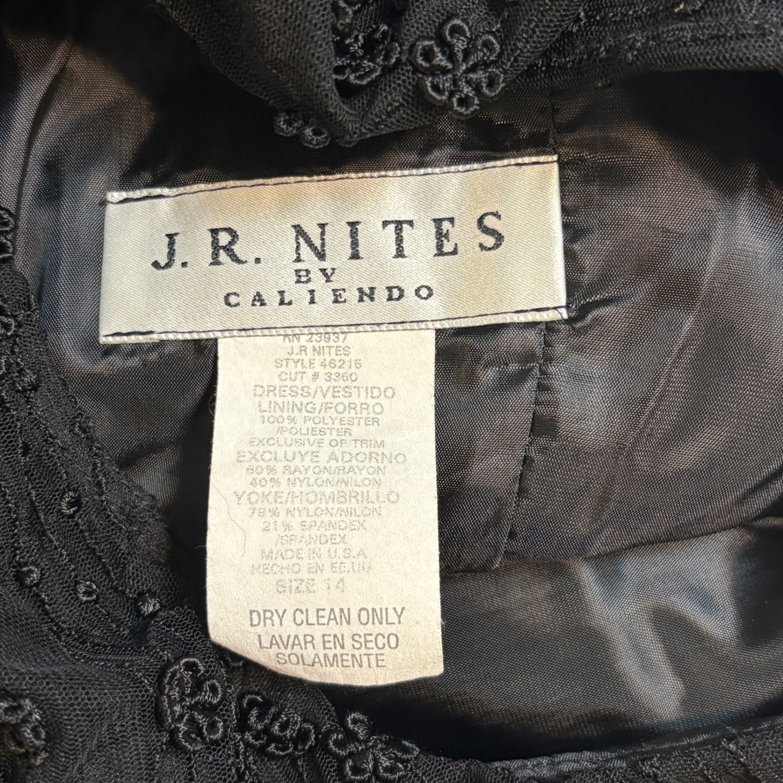 J.R. Nites by Caliendo Vintage Black Sequin Cocktail Dress Sleeveless Sz 14