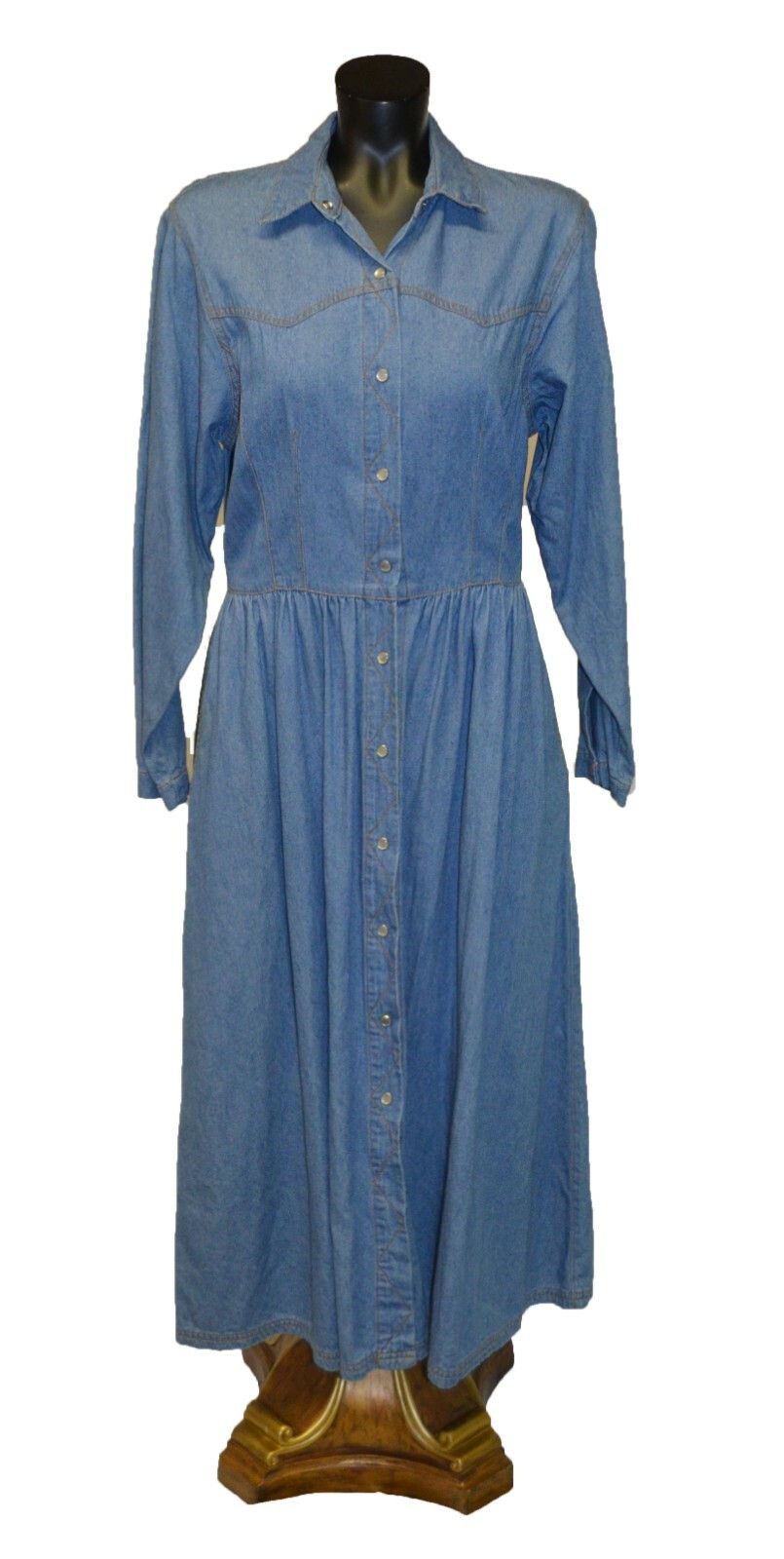 PS Gitano Vintage 80s 90s Denim Button Down Western Collared Dress sz M