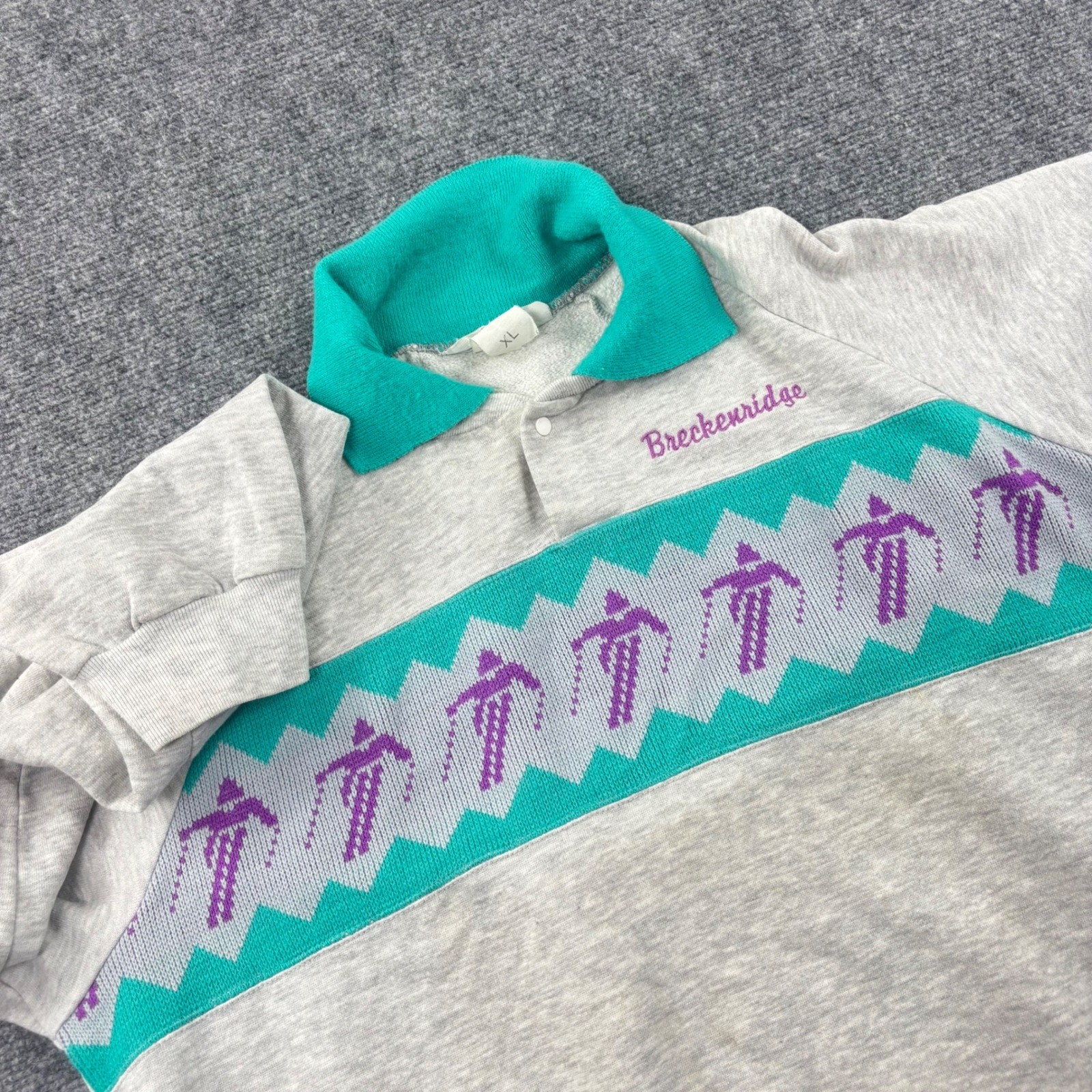 Winter Street Breckenridge Ski Sweatshirt XL Gray Vintage 90s Graphic Mens