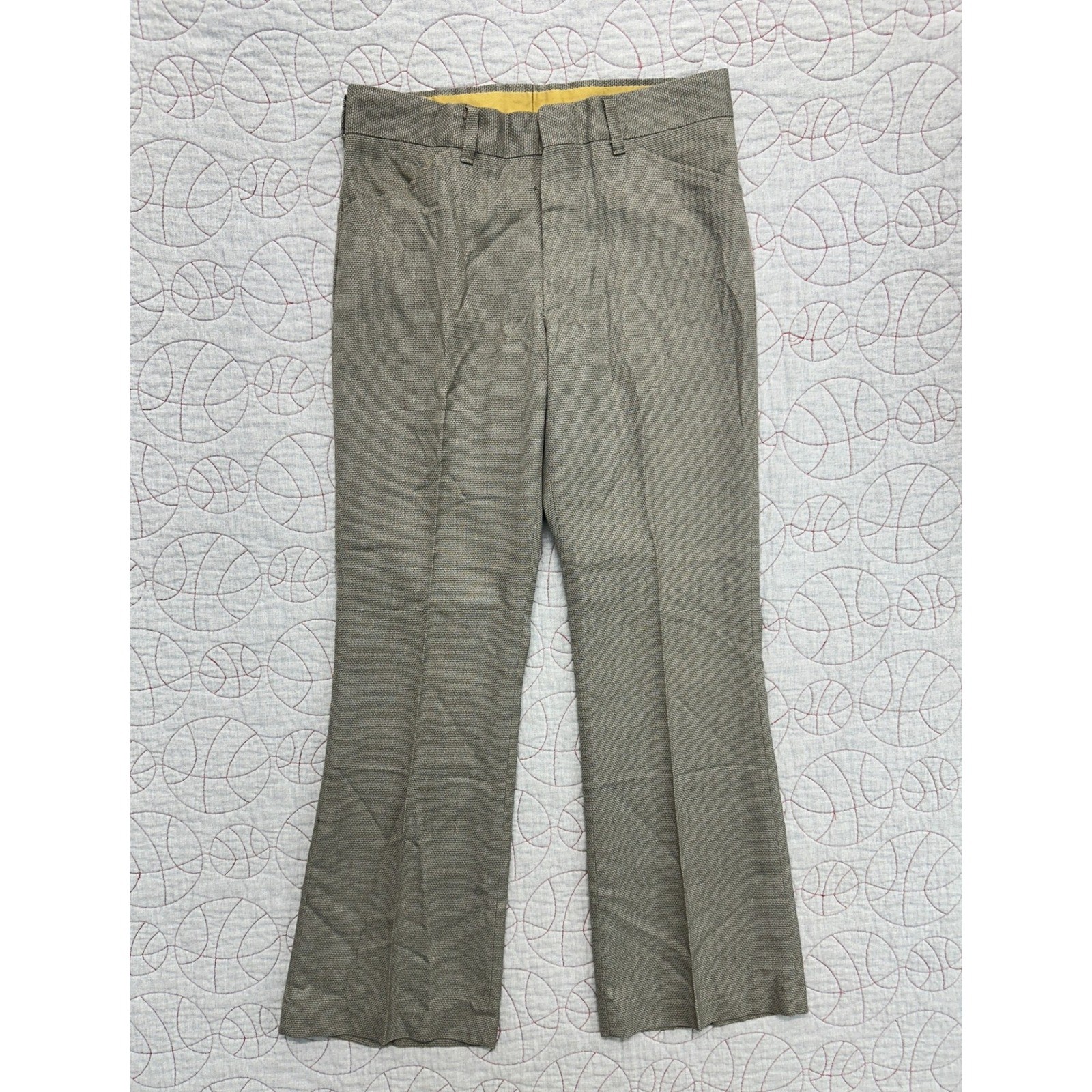 1970’s VTG Levis Slacks Tan Birdseye Sta-Prest Straight Flare / Young Mens 28×29