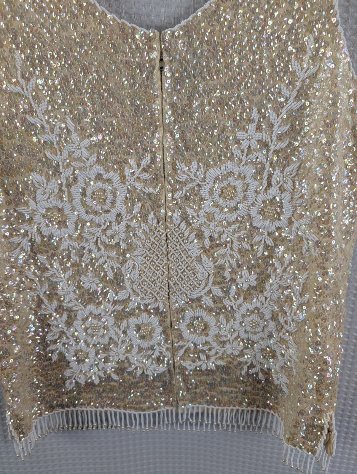 Vintage Regalia Imports Sequin Beaded Sleeveless Top OWL Size Medium Excellent