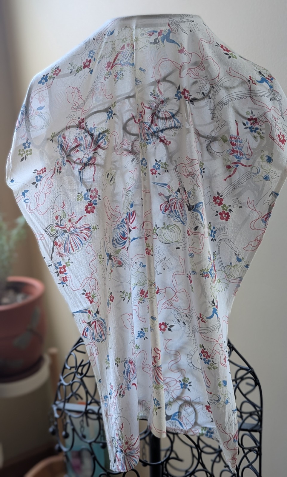 Vintage Sheer Novelty Scarf Ballet Dancer Fairytale Cottagecore Romantic 34″