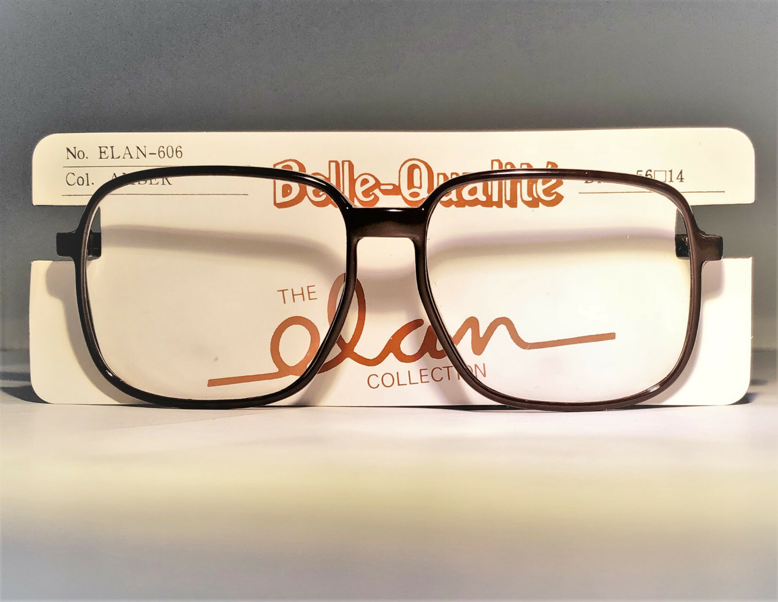 TRUE VINTAGE BELLE QUALITE ELAN AMBER EYEGLASS FRAMES NOS KOREA 56mm & 58mm