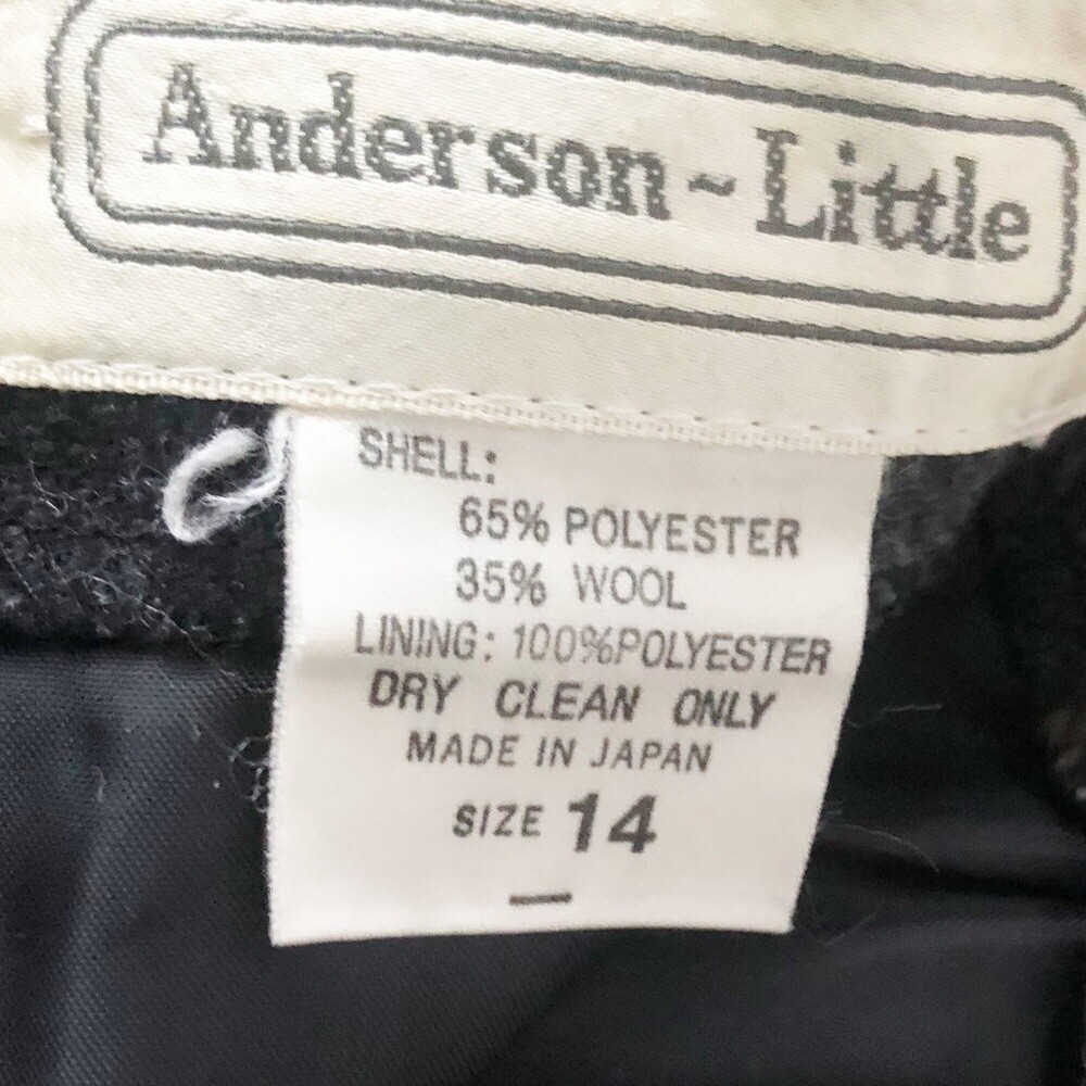 Vintage 80s Anderson Little Wool Blend Gray Plaid A-Line Midi Skirt