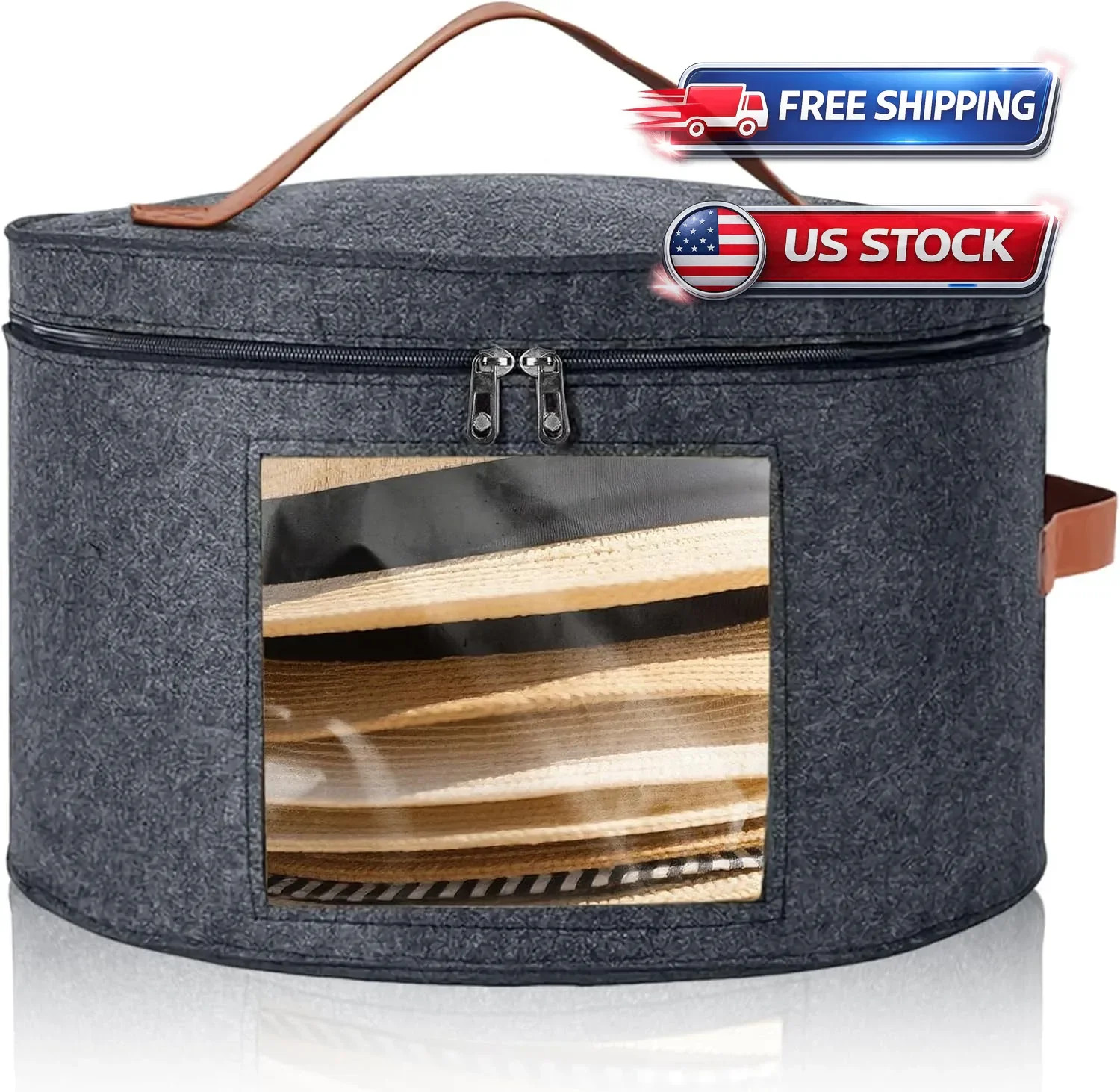 Cowboy Hat Box for Travel and Storage, Collapsible Cap Organizer Case with Handl