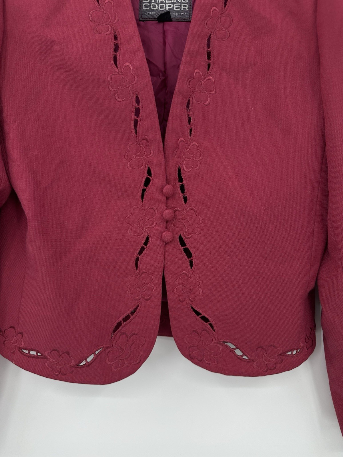 vintage 80s COTTAGECORE PINK BLAZER jacket embroidered romantic retro prairie