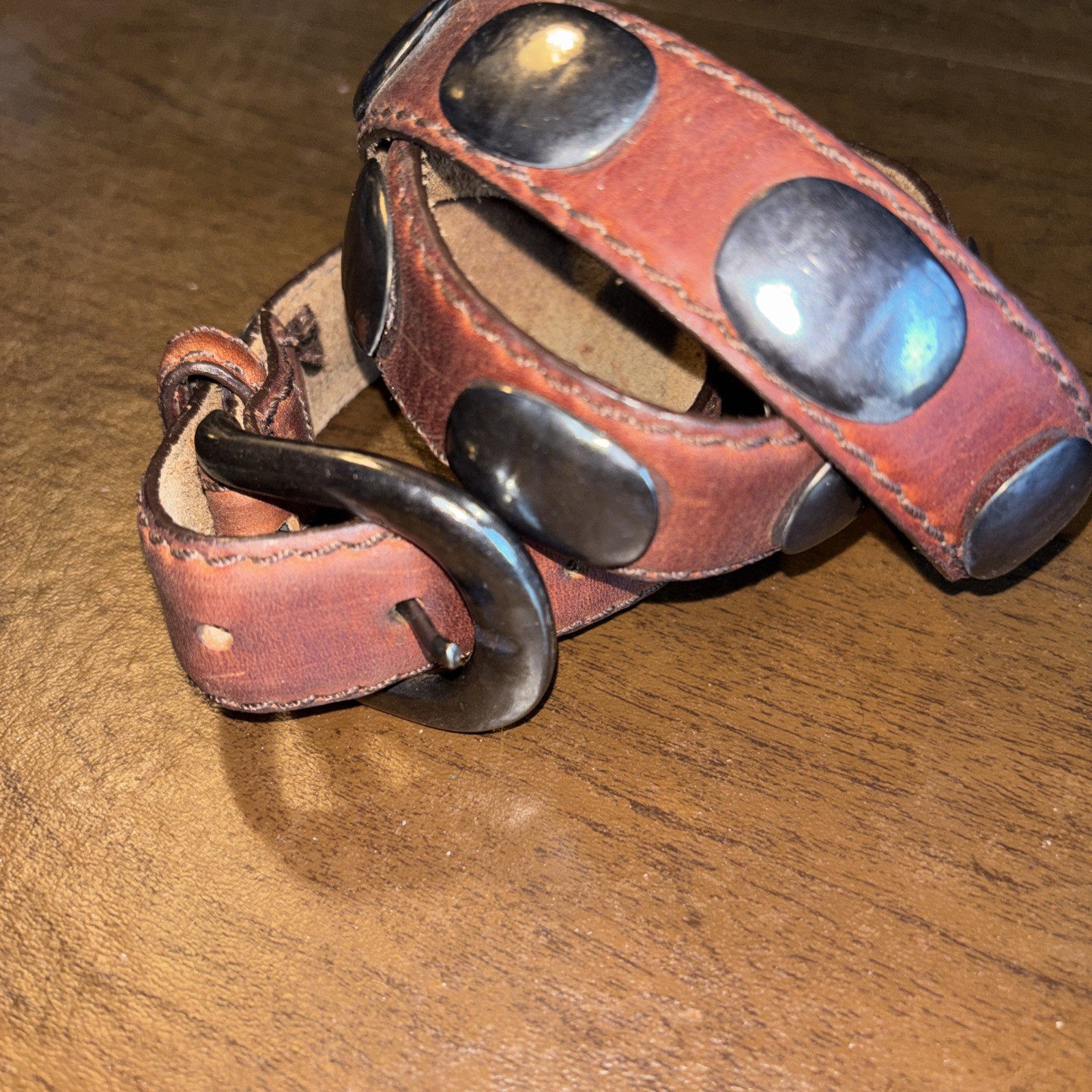 California Billy Belt Genuine Leather W/ 17 Silver Coated Pewter Disks