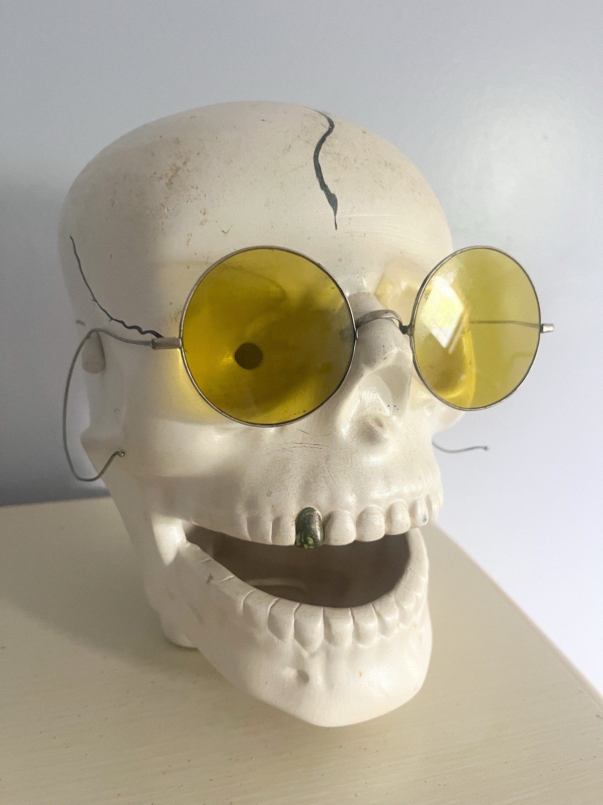 Incredible Antique Vintage Amber Frame Round Sunglasses Wire Sunglasses