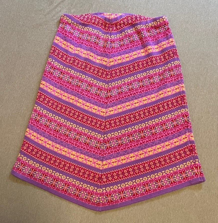 Vintage 80s Bright Knit Fair Ilse mini skirt, Purple Red Yellow Pink – S
