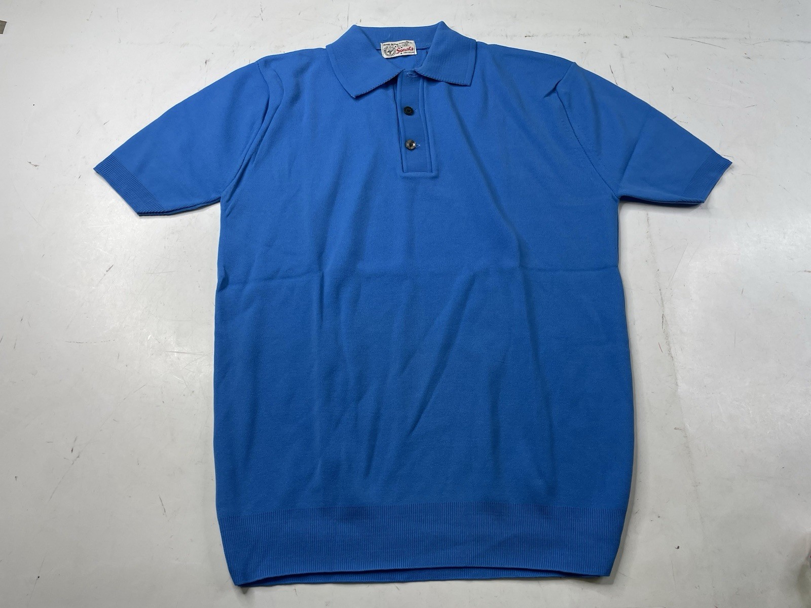 Vintage Sonata Ban Lon Shirt Mens Blue Short Sleeve Polo Rockabilly Nylon 60s