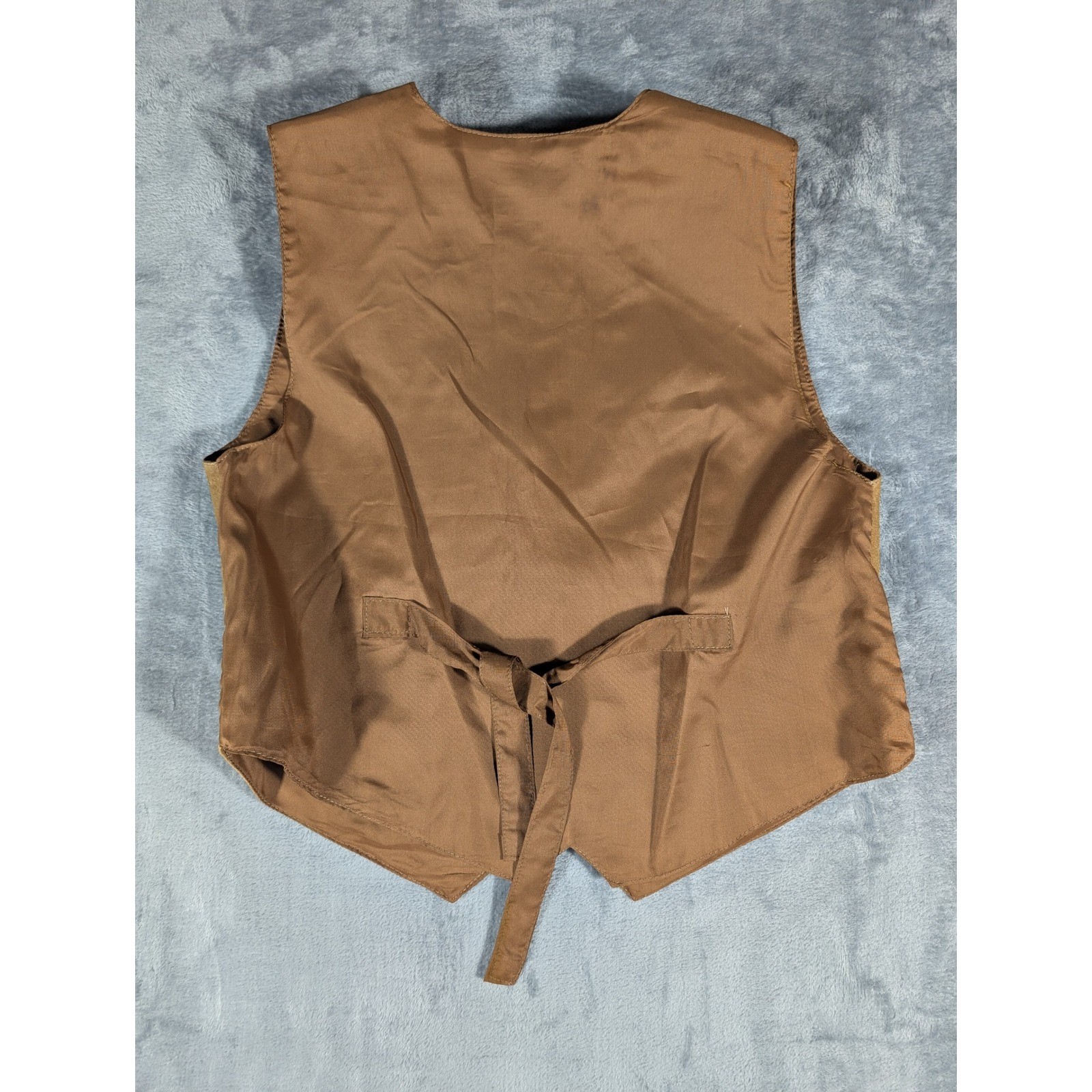 G4000 Tan Genuine Suede Leather Western Biker Vest Whipstitch Snaps Brown Medium